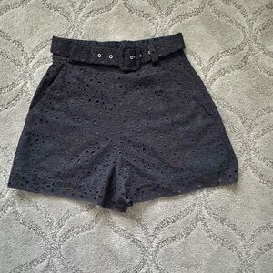 Charo Ruiz Black High Waist Eyelet Shorts